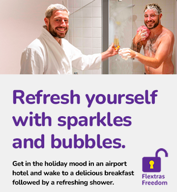 airport hotels refresh yourself with champagne and a refreshing shower in your hotel room - get in the holiday mood - wake to a delicious breakfast before your flight