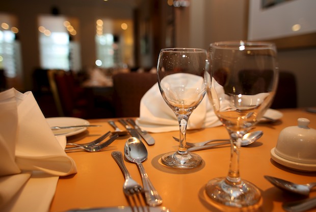 A set table at the Holiday Inn