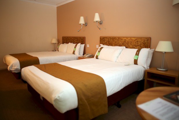 A triple room at the Holiday Inn