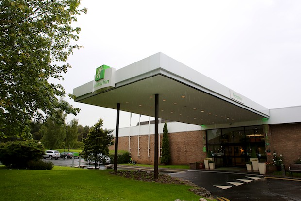 Outside the Holiday Inn